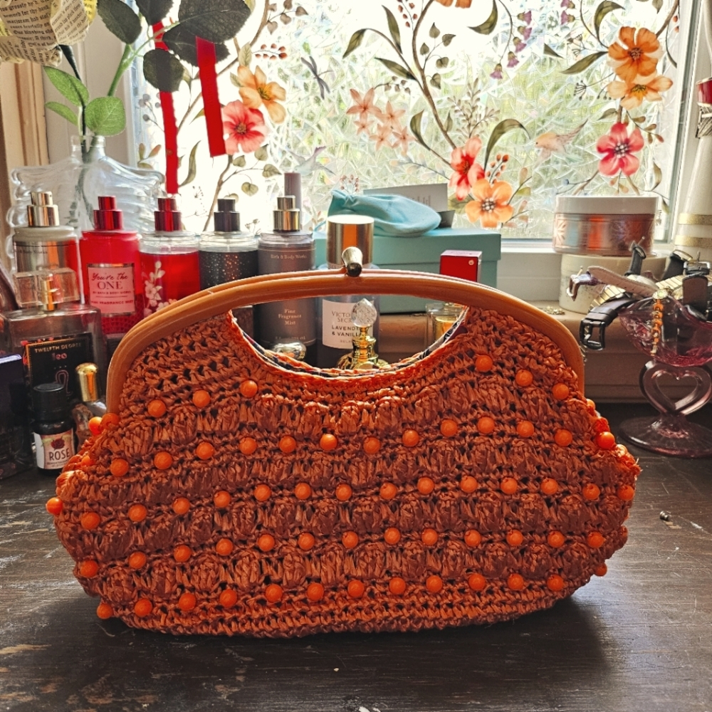 Orange Y2K Beaded Clutch
